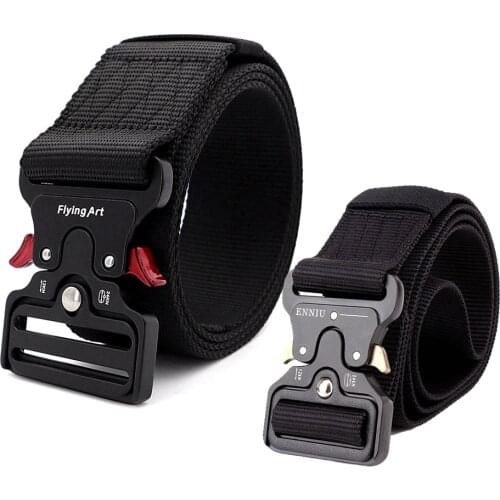 Military Tactical Belt Mens Heavy Duty Army Training Security Waist Strap Automatic Metal Buckle Nylon Belts 3.8CM 5.0CM Width