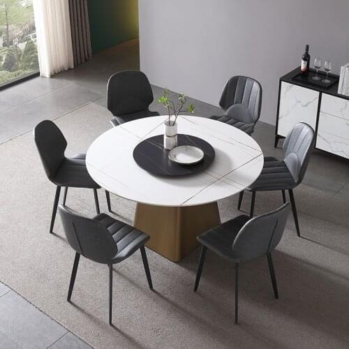 Light luxury rock board round 4 people simple modern small apartment round table 6 people round dining table