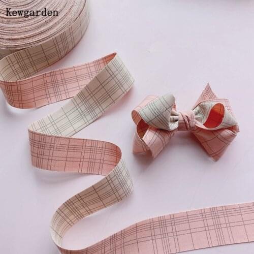 Kewgarden DIY Hairbow Corsage Accessories Printed Stripe Plaid Ribbons Handmade Tape Gift Packing Webbing 5 meters