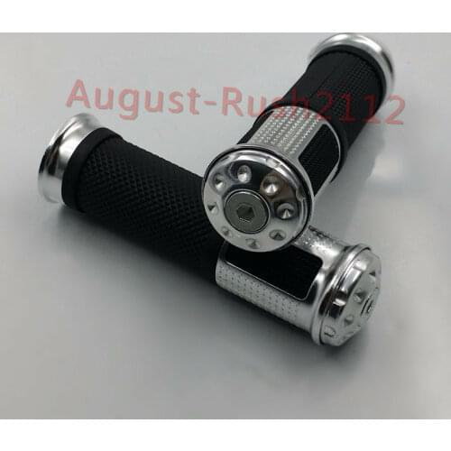 Silver 7/8" 22mm Handlebar CNC Rubber Single Throttle Hand Grips For Honda Kawasaki Suzuki Yamaha Motorcycle Motorbike New YZF
