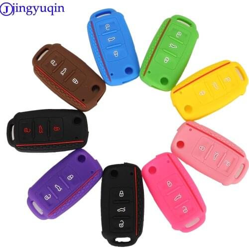Jingyuqin Silicone Keyless Remote Cover For VW Caddy Golf Jetta Polo Passat Scirocco Tiguan For Skoda Octavia Seat 3B