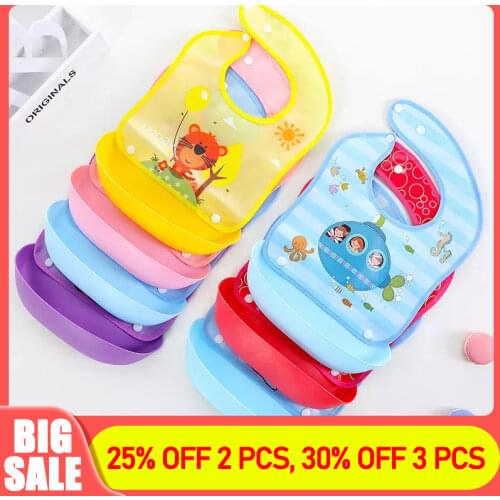 Newborn Cartoon Aprons Baby Bibs Adjustable Baby Bibs Waterproof Silicone Feeding Baby Saliva Towel