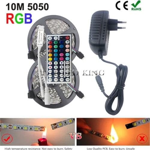 SMD 5050 60leds/m 5m 10m RGBW RGBWW RGB LED Strip Lighting LED Tape Diode ribbon DC 12V Adapter LED Strip Set