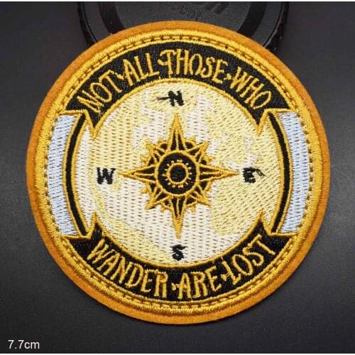 Outdoor Theme Compass Not Lost Iron on Embroidered Cloth Clothes Patch For Clothing Girls Boys Wholesale