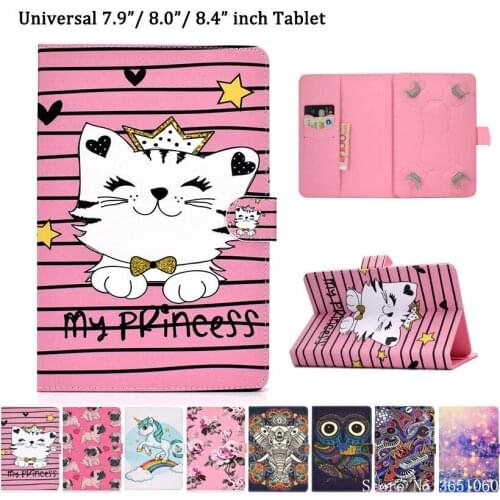 Universal 8.0 Case For Huawei M5 M6 8.4 VRD-AL09 VRD-W09 Cover for iPad mini 5 4 3 2 For Samsung Tab 8.0 Animal Pattern Funda