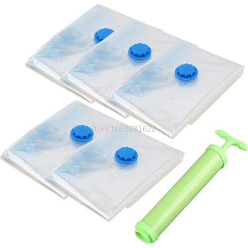 Vacuum Bag for Clothes Storage Bag with Valve Transparent Border Folding Compressed Organizer Travel Space Saving Seal Packet