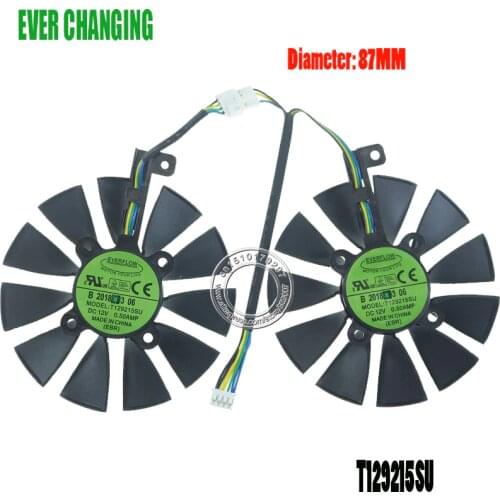 87MM Cooler Fan For ASUS GTX1060 1070 Ti RX 470 570 580 Graphics Card Everflow T129215SU PLD09210S12HH 28mm Cooling Fans
