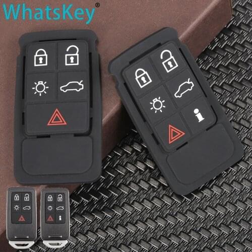 WhatsKey For Volvo V60 S60 S80 V70 XC60 XC70 5 6 Buttons auto Smart Key Silicone Rubber Pad Replacement Car Key Repair Leather