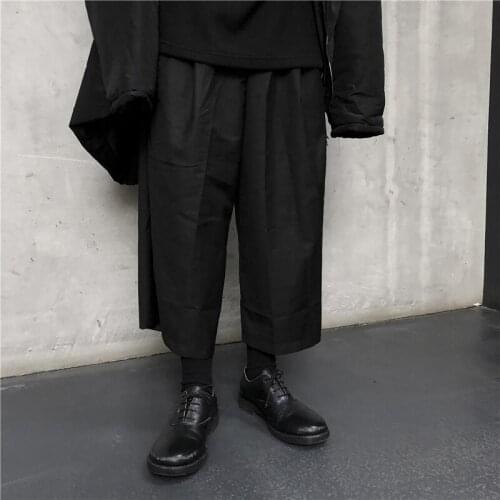 Womens new summer minority design feeling pure color super loose casual pants sleeved nine straight pants