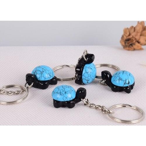 1 " Mini Tortoise Keychain Natural Obsidian Pendant Turtle Healing Reiki Charm jewelry Accessories Favor Gift Rock And Quartz