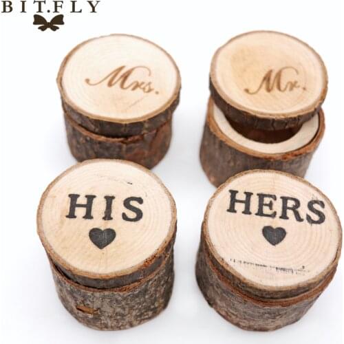 1pair Personalized Rustic Engraved Wood Ring Box HIS HERS Mr. Mrs. Ring Bearer Jewelry Holder Box Engagement Valentines Supply