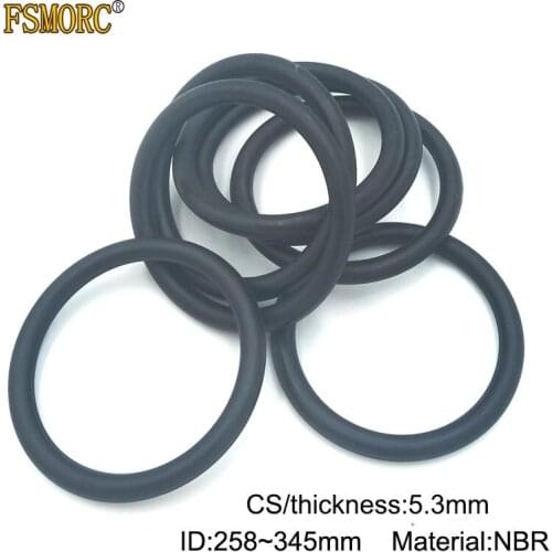 10pcs ID 258 265 272 280 286 290 292 300 307 316 325 330 335 345mm*5.3mm Thickness NBR o ring sealing Rubber Gasket Mechanical
