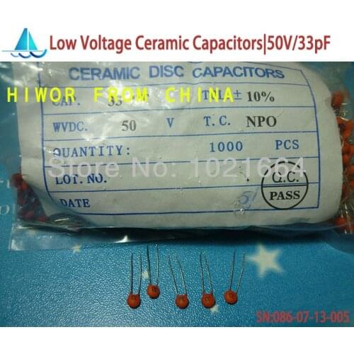 1000pcs/lot)(Ceramic Capacitors|Low) 50V 33pF, Low Voltage Ceramic Disc Capacitor, TOL.10