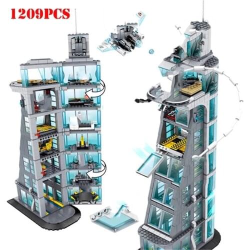 1209PCS New Super Industry Tower Building Block 7 Floor Mansion Model Home Base City Streetview Figures Brick Gift Toys For Kids