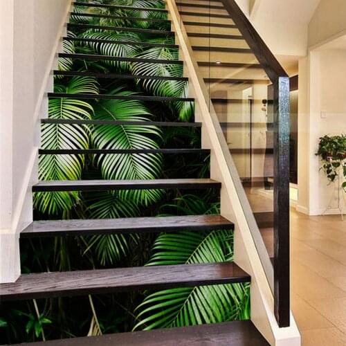 13 Pcs/Set Creative DIY 3D Stairway Colorful Stickers Tropical Forest Pattern for House Stairs Decoration Staircase Wall Sticker