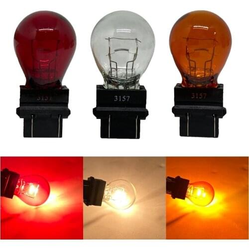 2pcs T25 3157 12V 27W 27/7W Clear Car External Turn Signal Bulb Halogen Lamp Brake Light Amber White red Taillight