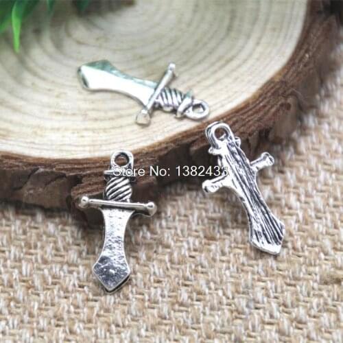 30pcs dagger Charms silver tone knife dagger Charms pendant 25x13mm