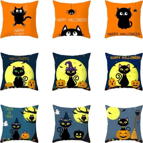 45x45cm Cartoon Black Cat Pillow Cover Home Animal Pillow Case For RoomHalloween Throw Pillowcover High Quality