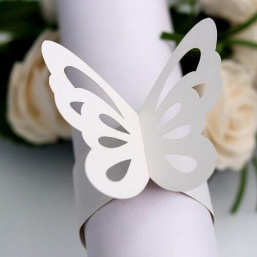 50pcs/lot Butterfly Paper Napkin Rings Holders for Wedding Decoration Party Supplies Dinner Banquet Table Decoration Accessories