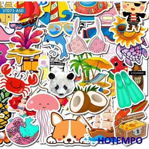 50pcs Cartoon Girl Style Stickers Kawaii Anime Beach Stickers for Mobile Phone Laptop Luggage Guitar Skateboard Bike Stickers