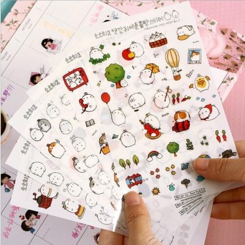 6 sheets/1set cartoon Fat Rabbit ver 2 Transparent diary deco kawaii planner stickers/sticky notes/ notepad/Decoration