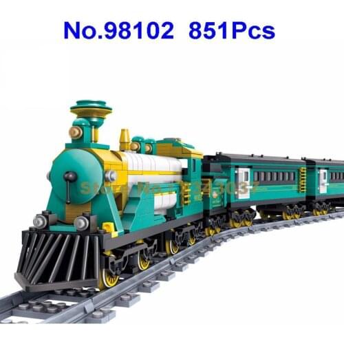 98102 851pcs Battery Powered Electric Puffing Billy Steam Train Building Block Toy
