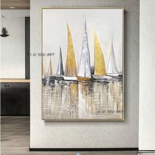 100% Handmade Many Kinds Sailboat Seascape Abstract Oil Painting Modern On Canvas Wall Art Decorative For Living Room No Frame