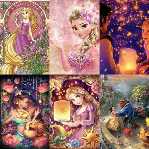 5D DIY Diamond Painting Disney Cartoon Anime Mermaid Rapunzel Pascal Full Square Drill Diamond Embroidery Mosaic Home Decoration