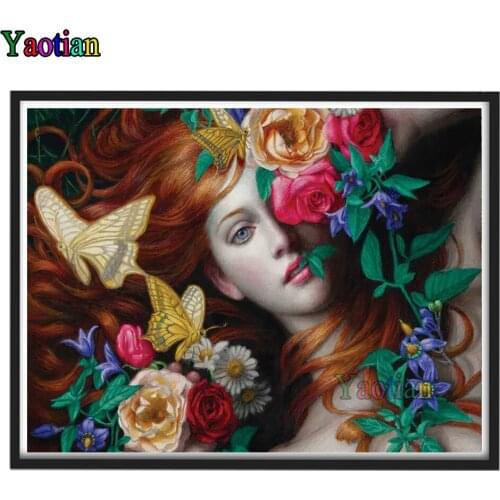Fantasy beauty flower butterfly Diamond embroidery 5d diy diamond painting,full square round diamond mosaic 3d Picture wall art