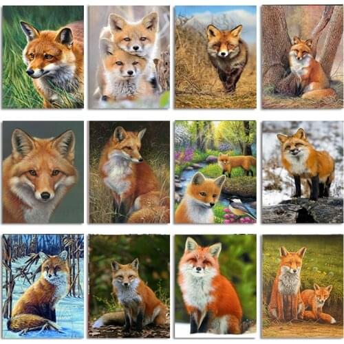 Muxun 5D Diy Diamond Painting Fox Animal Home Decoration Full Drill Square Embroidery Picture Lover Gift Handmake Rp144