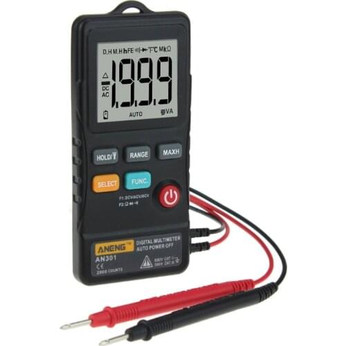 AN301 Mini Digital Multimeter AC DC Voltmeter Voltage Resistance Meter with LED