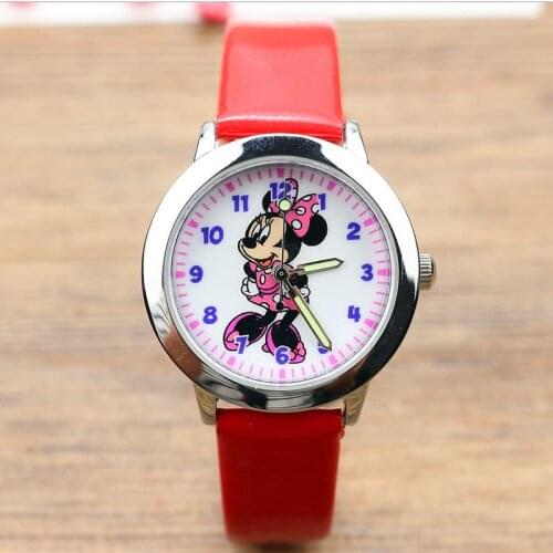 Disney Minnie Mouse Kids Watch Mickey Minnie Mouse Anime Figure Watches Children Cartoon Quartz Watches for Girls Gifts Toys