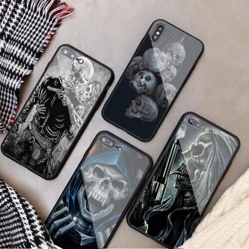 Horror Skull Tempered Glass Phone Case For iPhone 6 6plus 7 plus 8 8plus 5 5S SE For iPhone X XS XR XS Max
