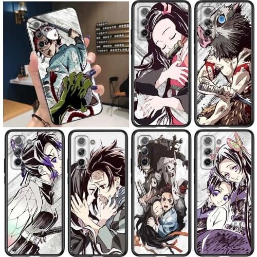 Demon Slayer Anime Hot for Samsung Galaxy S21 Ultra Plus Note 20 10 9 8 S10 S9 S8 S7 S6 Edge Plus Black Phone Case