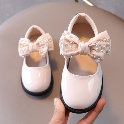 2-12 Year Kids Girl Dance Shoes ChildrenS Princess Little Girls Dress Party Dress School Fashion Pearl Bow Leather Shoes 2021
