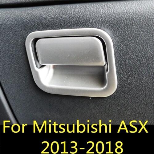 For Mitsubishi ASX 2013-2018 Co-pilot Storage Box Handle Bowl Cover Protector Trim Sticker Interior Chrome Accessory Car Styling