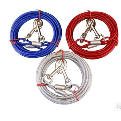 Double Head Lengthened Iron Chain Wire Rope Dog Durable Collar and Leash Pet Supplies