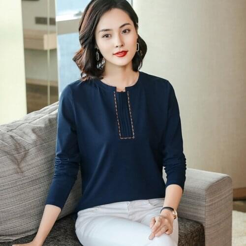 Shintimes Folds Long Sleeve T-Shirt Patchwork T Shirt Women 2020 Fall Cotton Tshirt Korean Fashion Plus Size Womens Clothing