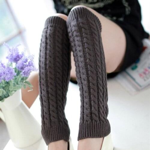 42CM Leg Warmers Women Warm Knee High Winter Knit Solid Crochet Leg Warmer for boots Cuffs Socks Long Socks Black