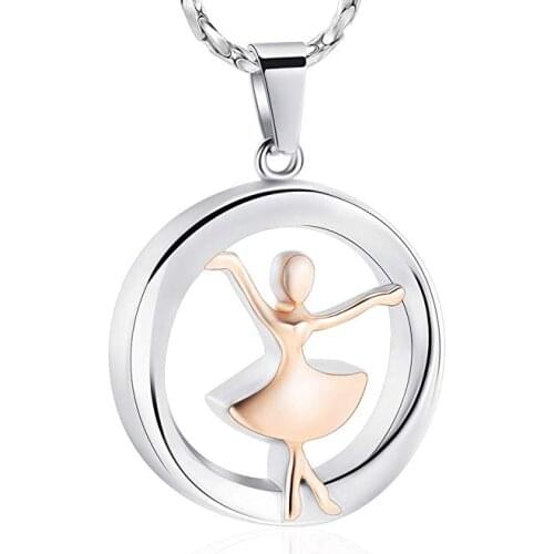 JJ002 Dancer Memorial Jewelry For Women Girl Stainless Steel Cremation Urn Pendant Necklace Hold Ashes Of Loved Ones