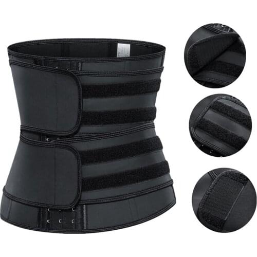High Quality Waist Trainer Latex Double Band Body Shaper Cincher Corset Black Underbust Tummy Control Women Shapewear Plus Size