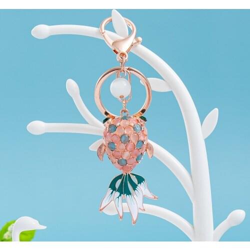 Creative New Opal Hand Set Diamond Gold Shape Key Chain Car Keys Hanging Ornaments Hanging Decoration Key Chain