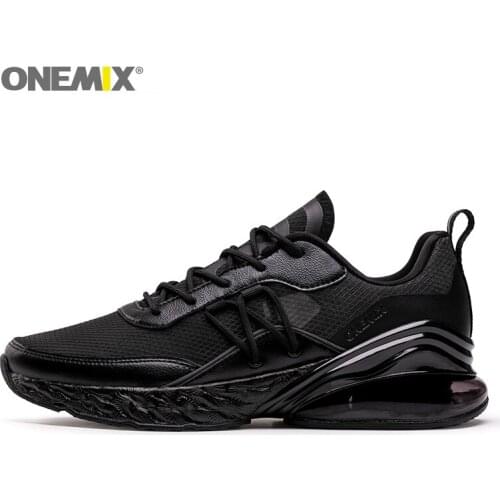 ONEMIX Black Men Running Sneakers 2021 Summer Breathable Mesh Damping Sports Shoes Male Fashion Outdoor Trainer Walking Sneakers