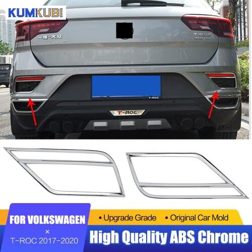 KUMIKUBI Fit For Volkswagen T-Roc 2017 2018 2019 2020 Exterior Rear Fog Light Foglight Trim Sticker Trims Molding Garnish 2pcs