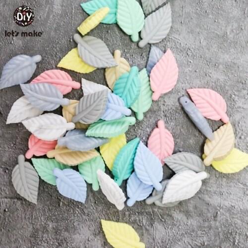 LetS Make 50Pc Wholesale Silicone Beads For Baby Rattle Toys On Bedding Crib Mobile Pendant Baby Teether Toy Pearls Leaves