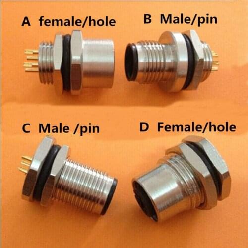 M12, 4pin 5pin 8pin locking Connectors Aviation Plug Socket Male & female Wire Panel Connector Adapters Adaptor