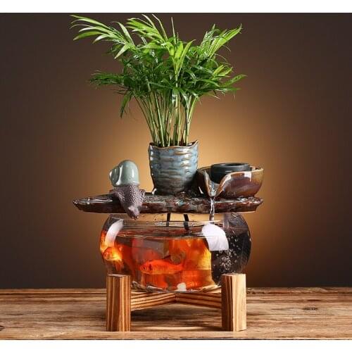 Small Fish Tank Automatic Circulation Water Transfer Fortune Desktop Fountain Creative Decoration Opening Gifts