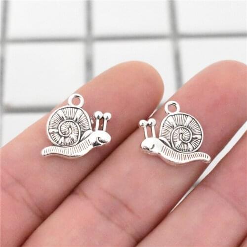 NEW Charms,18x15mm 15pcs/Lot Antique Silver Plated Cute Snails Pendants For Making DIY Handmade Jewelry