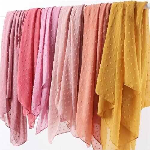 One Piece Solid Dots Scarf Islam Shawl Head Wraps Soft Long Muslim Plumetis Chiffon Plain Hijabs