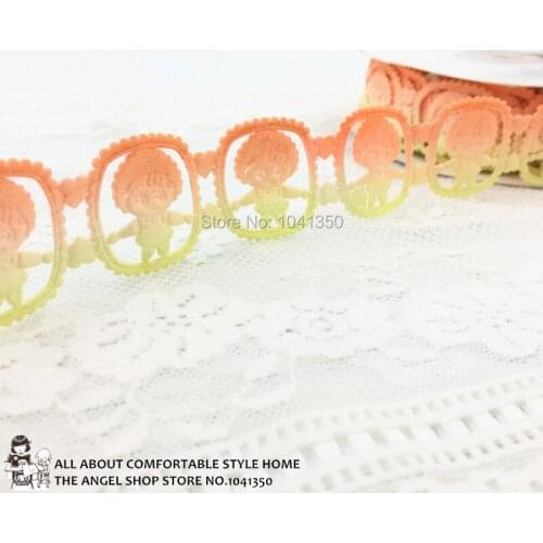 Wholesale 28MM 7 Meters Yellow Orange Cartoon Hollow-out Ribbon Handmade Baby Hair Accessories Packaging Decorative Lace Ribbon